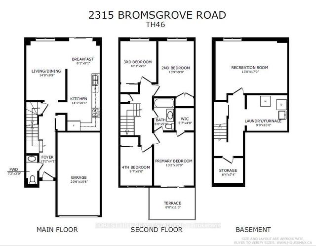 46 - 2315 Bromsgrove Rd, Townhouse with 4 bedrooms, 2 bathrooms and 2 parking in Mississauga ON | Image 31