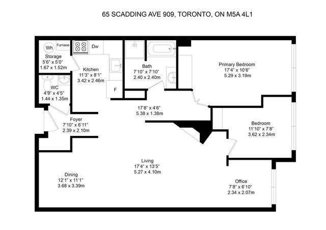 909 - 65 Scadding Ave, Condo with 2 bedrooms, 2 bathrooms and 1 parking in Toronto ON | Image 9