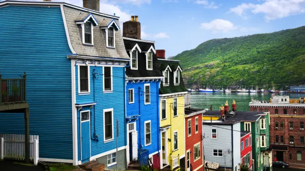 A row of colorful houses in Saint Johns New Brunswick