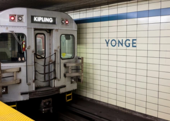 A Toronto subway car at Yonge Station