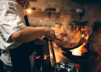 A chef cooking