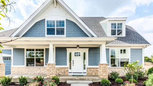 A charming blue and white home