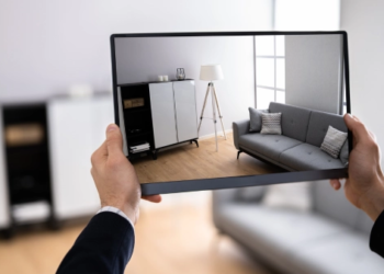 A virtual home tour on a tablet