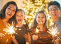 A family celebrating new years.