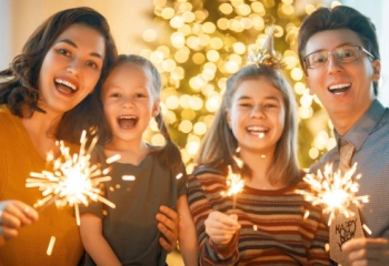 A family celebrating new years.