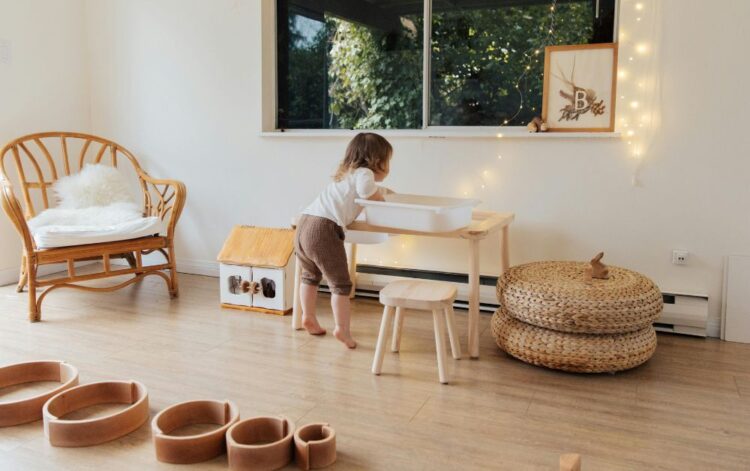 toddler playing at home