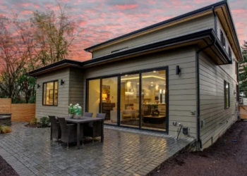 Exterior of backyard on a cold rainy afternoon