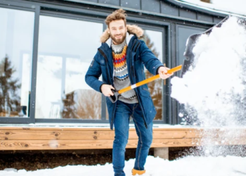 A person shoveling snow.