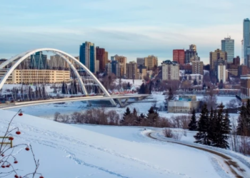 Edmonton covered in the snow during winter