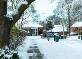 snowy suburb