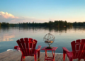 two muskoka chairs in canadian cottage country